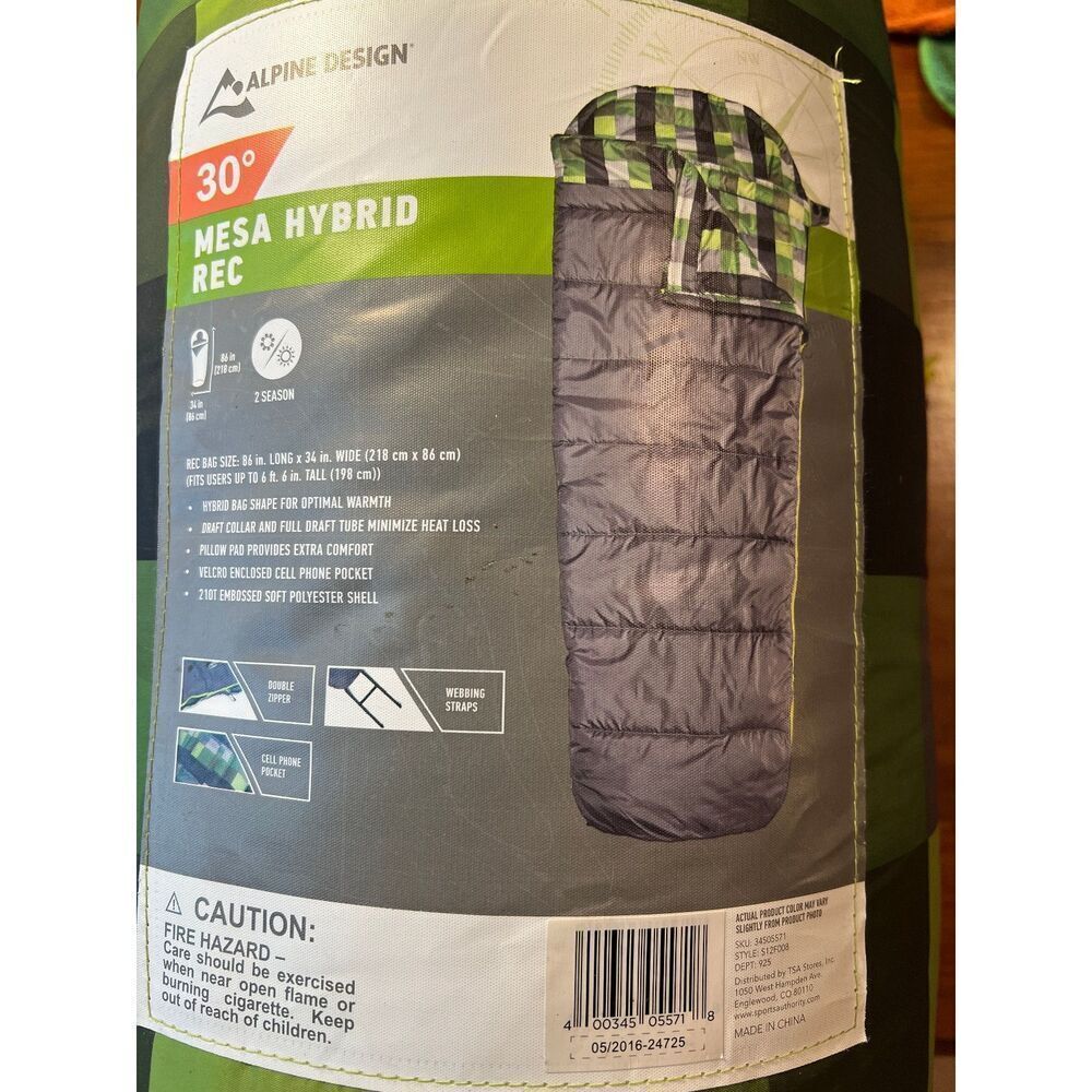 Alpine Design Mesa Hybrid Rec 30 Degree 86in long 34in wide extra long